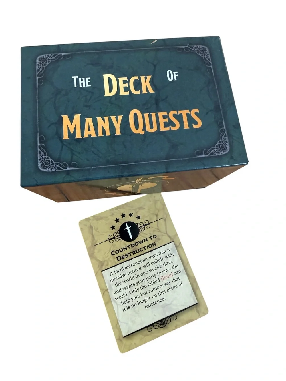 The Deck of Many Quests Card Game - Teal Box